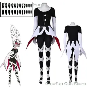 Hazbin Carmilla Carmine Cosplay Costume Anime Hotel Carmilla  Cosplay Uniform Nail Demon Halloween Party Women Fancy SuitAnime