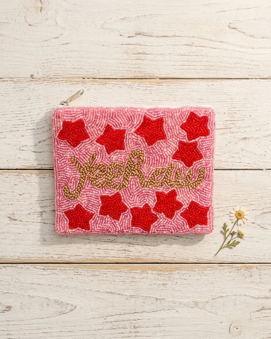 Yeehaw Hand-Beaded Pouch