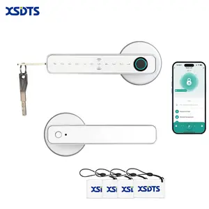 XSDTS Smart Door Lock, Fingerprint Keyless Entry Door Lock with Keypad, Bluetooth App Control, IC Card & Key Access, Biometric Electronic Door Handle for Home, Bedroom & Office silver