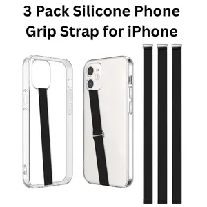 3 Pack Silicone Phone Grip Strap for iPhone 15/16 Series & Samsung Galaxy S24/S23 – Universal Anti-Slip Finger Loop Holder for Phone Case, Back Grip for All Smartphones