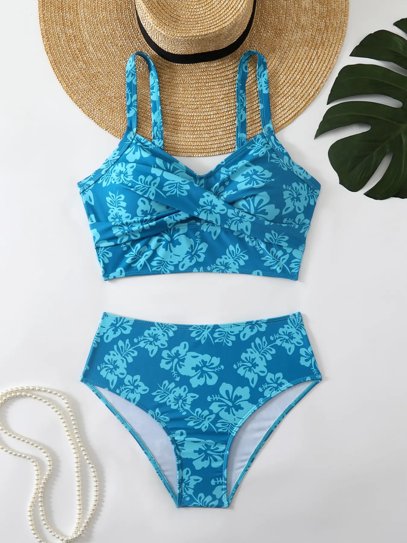 Women's Two-Piece Bikini Swimsuit Set, Bikini Sets, Bikini Swimwear, Floral Print Swimsuit, Swimsuit Style Bikini, Fashionable & Sexy Design, Slimming Fit, Perfect for Spa & Swimming Pool Use
