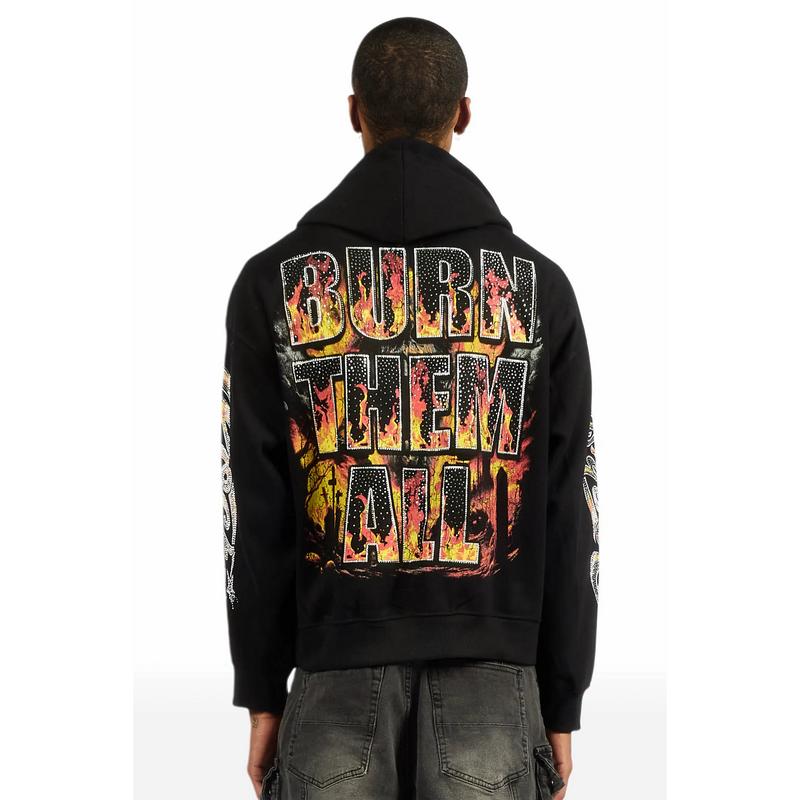 Brun Black Rhinestone Oversized Hoodie