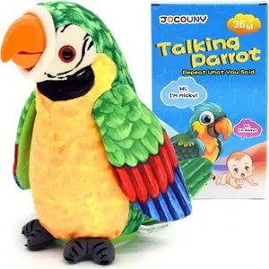 【Quick delivey】 Interactive Talking Parrot Toy - Repeats What You Say with "Hi I'm Mick!" & "Wow! I Love You!" Phrases, Soft Plush Stuffed Animal for Toddlers, Kids Boys Girls, Birthday Party Gift (Green/Blue/Yellow)