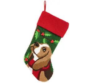 Glitzhome 20.5"L Dog Hooked Christmas Stocking