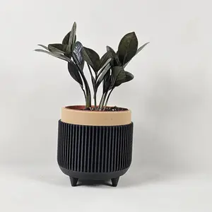 Midcentury Modern Planter with Legs - Black Unique Planter Pot- Planter fits Nursery Pot planter pot