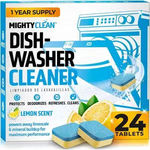 Dishwasher Cleaner And Deodorizer 24 Pack (1 Year Supply) Deep Clean Dishwasher Tablets, Septic Safe, Removes Limescale, Mineral Buildup and Odor