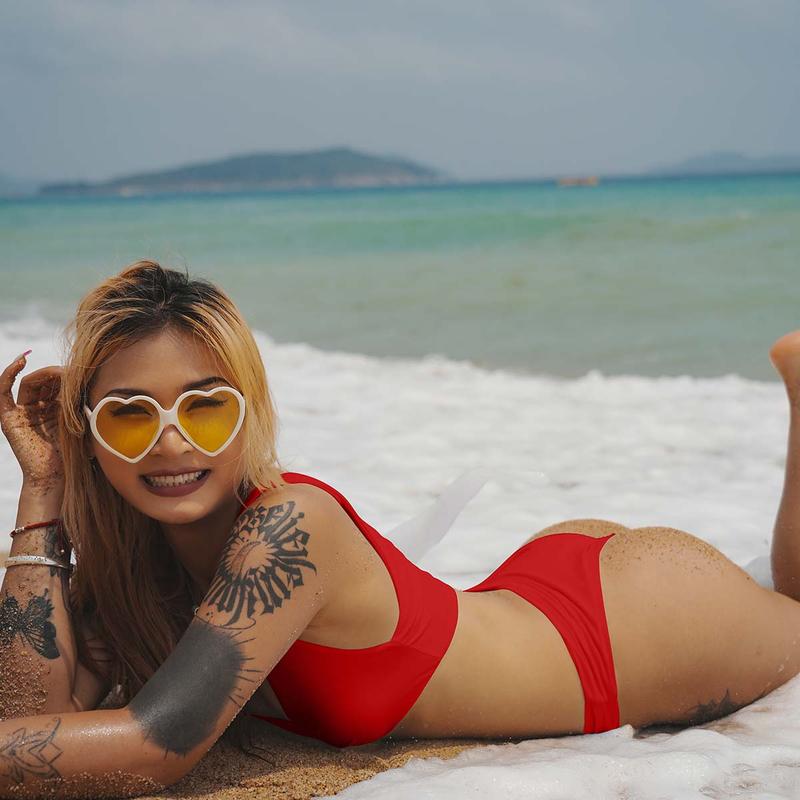 Aprilake Women's Sexy Thong Cutout Monokinis Tie Beach One Piece Swimsuit Bathing Suit