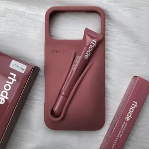 Most-loved Colour Rhode Hailey Lip Gloss Holder Case Soft Silicone Cover with Box and Lipstick For iPhone Girls