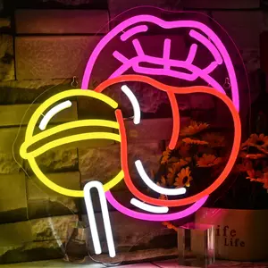 Tongue Lollipop Pattern Neon Sign, USB Powered LED Luminous Wall Mounted Home Lighting Decorative Light, Suitable for Bars, Game Rooms, Restaurants