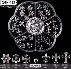 Cross & Rhinestone Nail Charm Set