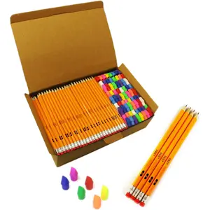 220Pcs Pencils  Erasers Tops Set, 172 Pcs Presharpened pencils No.2, with 48Pcs Eraser Caps,#2 HB pencil sharpened, Back to school, 220/Box.