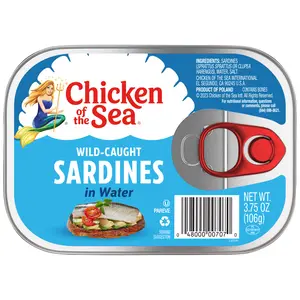 Chicken of the Sea Sardines in Water, 3.75 oz. Cans (Pack of 3), Wild Caught Canned Sardines