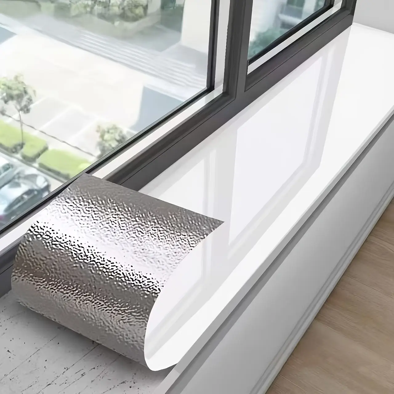 1 Roll Self-Adhesive Window Sill Stickers, Trim Decoration Sticker, Marble Pattern Vinyl with Glossy Finish, Easy Peel-and-Stick Installation for Surfaces, Doors, Cabinets, Modern Decorative Decal for Home Decor, Door Decorations