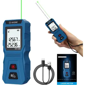 Mini Green Laser Distance Meter 262Ft – Rechargeable Digital Measuring Tool with USB Type-C, Area/Volume Modes, Max/Min, ±3mm Accuracy, Pocket-Sized Compact Design