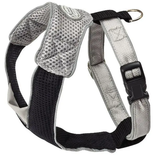 Doggles HAOMMD09 Medium V Mesh Dog Harness - Gray-Black, Breathable Mesh Fabric with Enhanced Ventilation