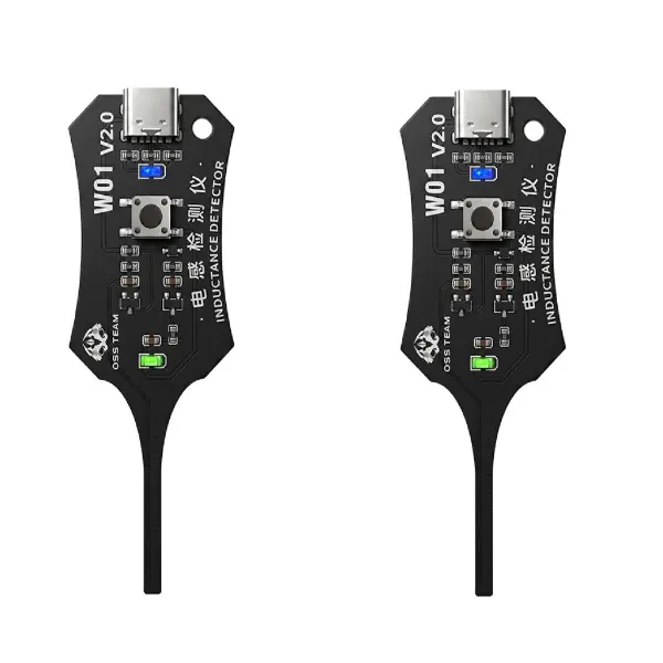 1/2 Counts W01 V2.0 Type-C Inductance Tester Motherboard Coil Tester Electronic Circuit Board Inductor Detector for Phone Motherboard Component Repair Electromagnetic Induction Quick Fault Check Tool Kit [Black]