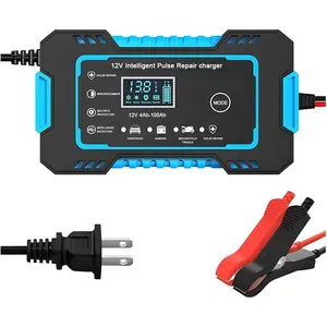 Charger, 12V 6A  Fully Automotive  Trickle Charger, Portable   Maintainer Desulfator with Temperature Compensation, Universal for SUV RV  (Blue)