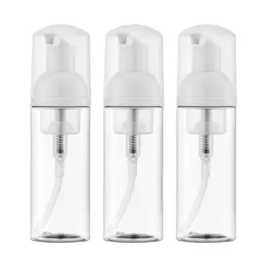 2oz Foam Pump Bottle (3PCS) Empty Travel Foaming Dispenser for Hand Soap, Lash Cleanser, Shampoo (60ml, Clear
