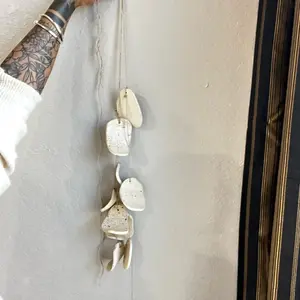 Minimal organic ceramic wall hanging, ceramic chimes, ceramic wind chimes,wall decor, outdoor wall hanging, wine chimes Wooden Wooden