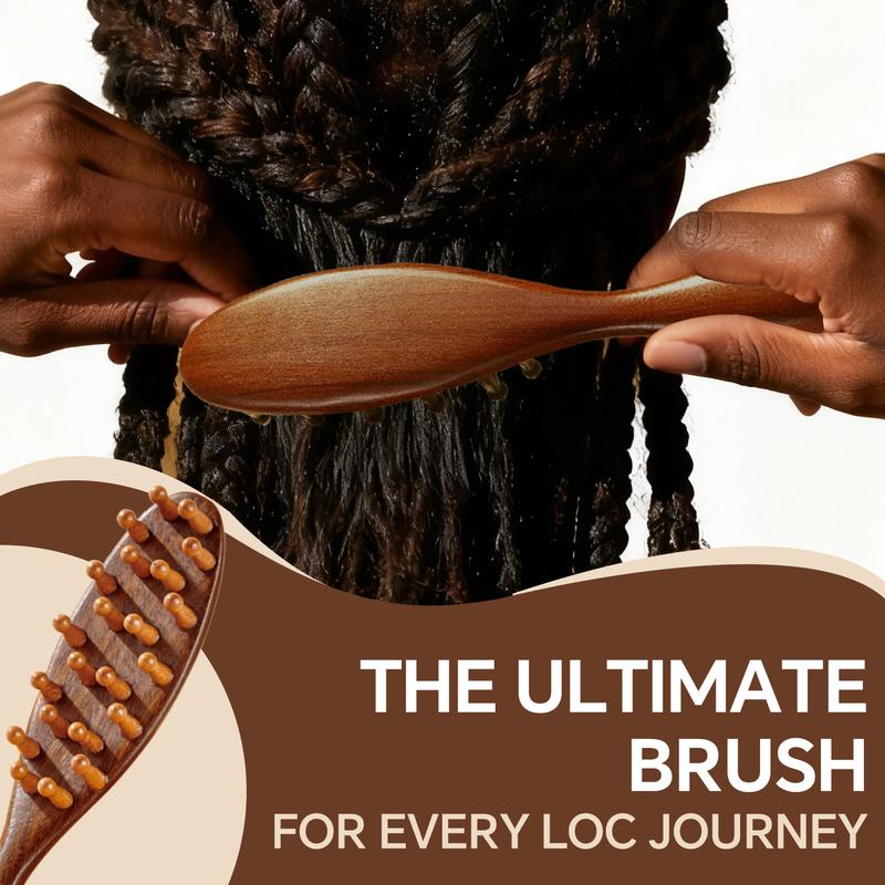【Black Friday】Natural Wooden Loc Brush for Microlocs & Sisterlocs Prevents Tangles & Merges Massage for Scalp Relaxation & Hair Product Light Weight