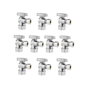 VEVOR 10-Pack Angle Stop Valve, Summervibes,Summervibes, 1/4 Turn Water Shut Off Valves, 1/2" Nominal (5/8" OD) Compression Inlet x 3/8" OD Compression Outlet Shutoff Valve for Bathroom Kitchen Toilet Shower Plumbing
