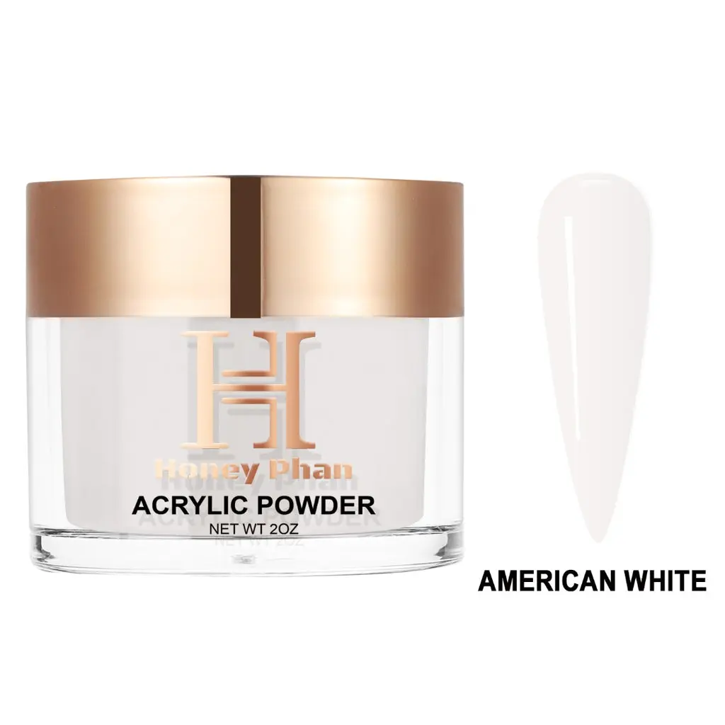 American White Acrylic Powder, 2 oz Jar - Dual-Use for Dip Powder Nails and Acrylic Systems, Professional Nail Art Formula, Dual-Use For Dip And Acrylic Systems