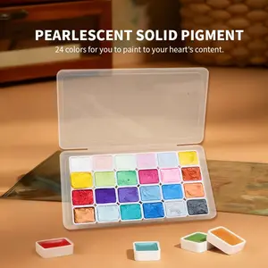 COLORARTS Pearl Metallic Paints Set 24-Colors with Mica Pigment Non Toxic Art Supplies Smooth Blending Shimmer Effects Perfect Christmas Halloween Gift for Artists