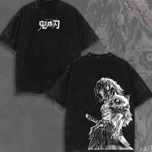 Inosuke Hashibira Beast Breathing Graphic Tee – Vintage Washed Cotton Anime Shirt