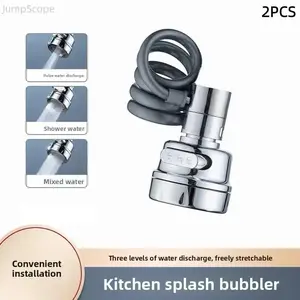 Rotatable Faucet Aerator Extension, 3 Mode Water Saving Sprayer Attachment, Universal Splash Proof Tap Adapter for Kitchen Bathroom Sink Use