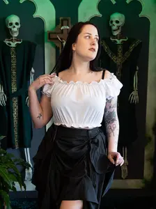 Odette Short Sleeve Peasant Top- White