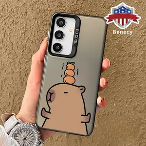 Phone Case Compatible with Galaxy S23 Ultra S24 Plus S25 S22+ Capybara With Orange on Top Patterned Anti-Scratch Shockproof Pocket-Friendly durable Cover Cellphone Protective