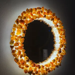 Citrine Point Light Up Mirror, Luxury Crystal Mirror, Luxury Crystal Vanity Mirror, Wall Decor, Unique Gifts for Crystal Lovers