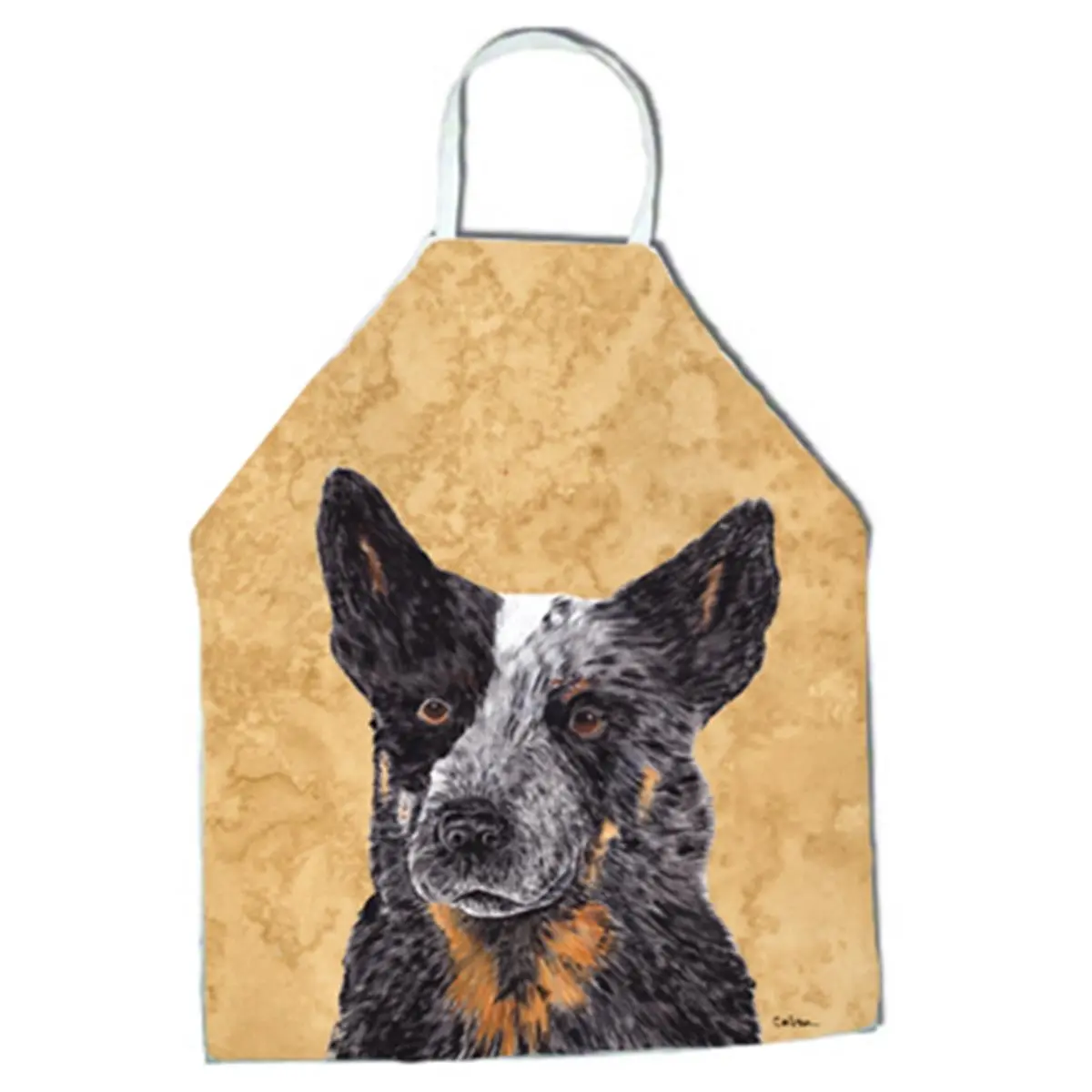212 MAIN Basic Bib-Style Cloth Apron - Australian Cattle Dog Design, 27x31 in, Braided Accent, Multi-Use for Cooking, Gardening, Home Care Cleaning Supplies Accessory
