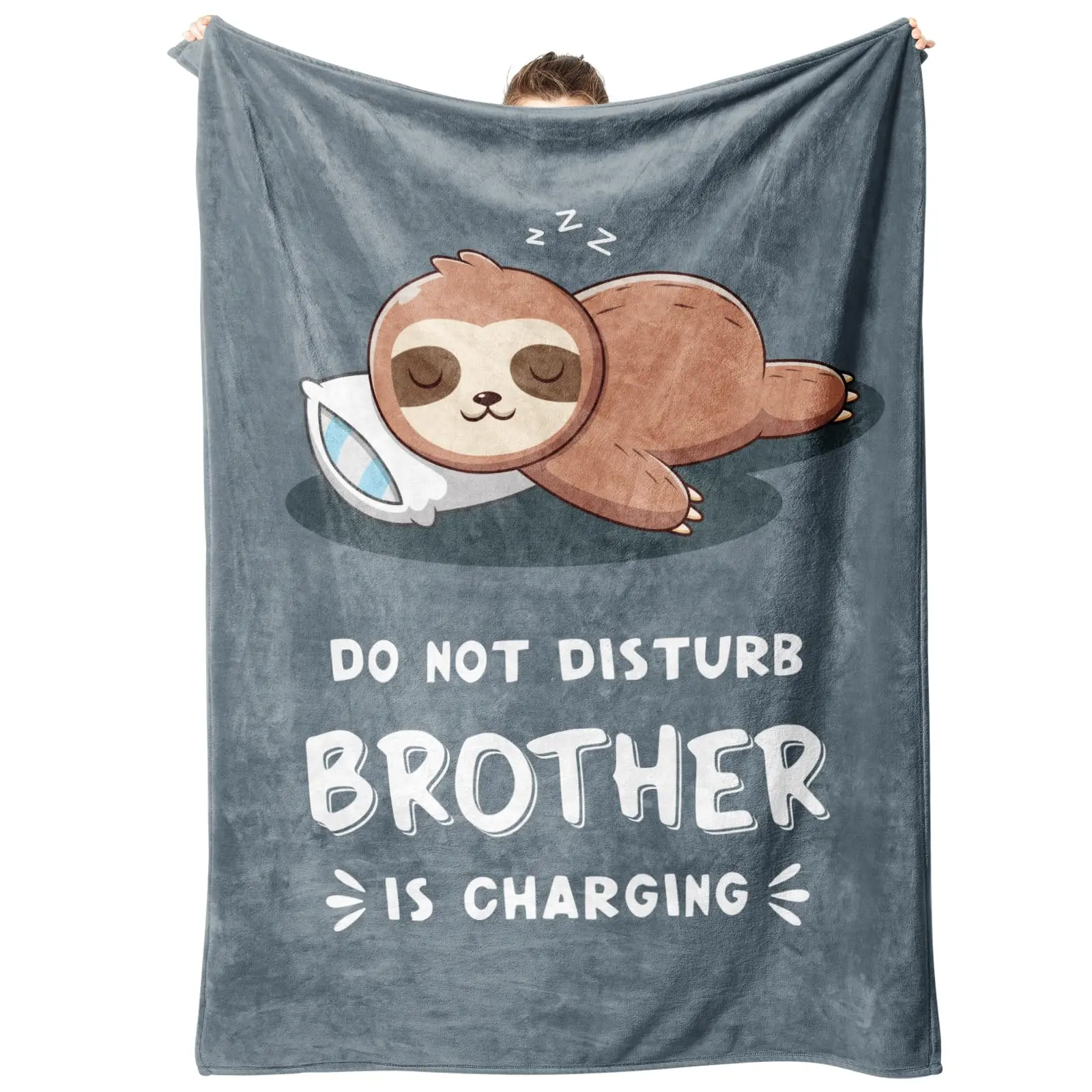Funny Gifts for Brother, Brother Birthday Gifts, Brother is Charging Sloth Blanket, Brother Gifts for Fathers Day Christmas, Soft Throws Blanket 60 x 50