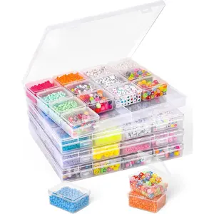 Bead Organizer Box, 64 Pcs Clear Bead Storage Containers, Craft Organizers and Storage with Hinged Lids, Small Plastic Containers Boxes for Diamond Painting Art, Jewelry, Nail Art, Small Parts