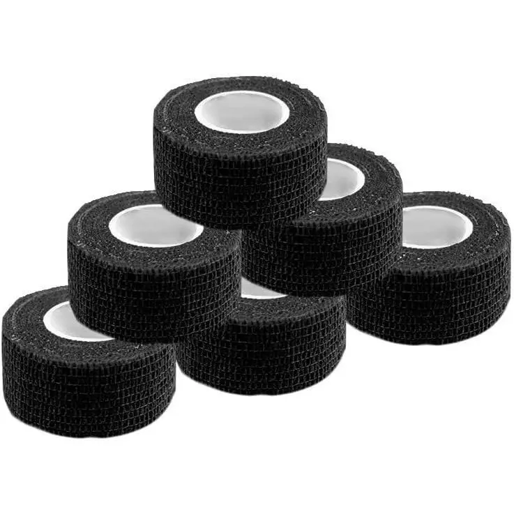 Self Adherent Wrap Tape Medical Cohesive Bandages Flexible Stretch Athletic Strong Elastic First Aid Tape for Sports Sprain Swelling and Soreness on Wrist and Ankle 6 Pack 1Inch X 5Yards(Black)