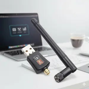 AC600 Mini USB WiFi Adapter Dual Band 2.4G/5GHz for PC Laptop Desktop, Windows 11/10/8/7 Mac Linux, High Gain Antenna, Portable Wireless Network Card, Enhanced Signal Range
