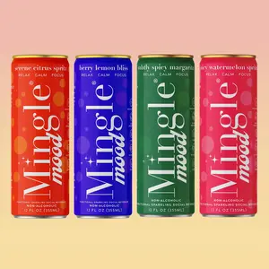 Mingle Mood Variety Pack Non Alcoholic Drinks, Alcohol Alternative Pre-Mixed Drinks with Real Juice, Canned Mocktails or Cocktail Drink Mixer, Gluten Free, Vegan, 16-can pack, 12 fl oz Cans