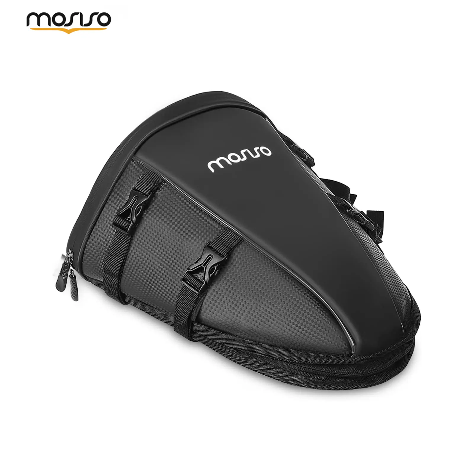 MOSISO Motorcycle Tail Bag, Waterproof 10L Saddle Bag with Shoulder Strap, Rear Seat Motorcycle Storage Bag for Touring, Travel & Outdoor Riding, Black