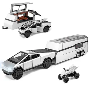 3 piece set-Truck Toy+Off-Road Pick-up Truck+motorcycle for Kids, Die-cast Model Car with LED Headlight, Music, Gift for Boys and girls Aged 3 and Up Remote Control Bulldozer