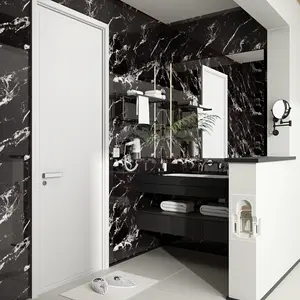 10/20/40pcs Black Marble Pattern Wall Stickers, 23.62x11.81inch, 3D Textured Waterproof Vinyl Decals, Self-Adhesive Modern Minimalist Design for Home Decor, Peel and Stick Wallpaper Living Room Bedroom Bathroom, Bathroom Wallpaper,
