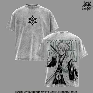 Toshiro Hitsugaya Bleach Graphic Tee Vintage Washed Shirt Unisex Streetwear Anime Shirt Captain Hitsugaya Design Soul Reaper Anime T Shirt Gift for Bleach Fans