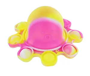 Pop Fidget Toy Yellow & Pink Octopus 8-Button Silicone Bubble Popping Game