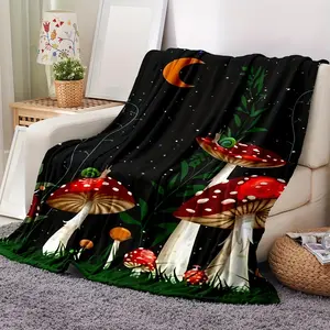 Cozy Mushroom Snail Flannel Blanket - Soft, Warm, Comfortable, and Lightweight for Sofa, Travel, Camping, Living Room, Office, and Bed - Perfect Gift for Home Comfort