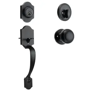 fathersdaygift  VEVOR Front Door Handle and Deadbolt Set, Matte Black Front Door Lock Set with Interior Knob, Adjustable Hole Spacing Single Cylinder Handleset, for Right and Left Handed Entrance and Front Door