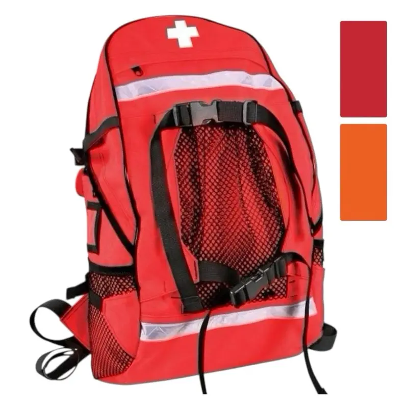 Rothco ISO Certified High-Capacity Multi-Function Emergency EMS Trauma Kit with Orange-Red Velcro-Zip Closure Backpack (12"x18.5"x7.5" Synthetic Material), Mesh Pockets, Padded Comfort Design, Reflective Striping Enhanced Visibility