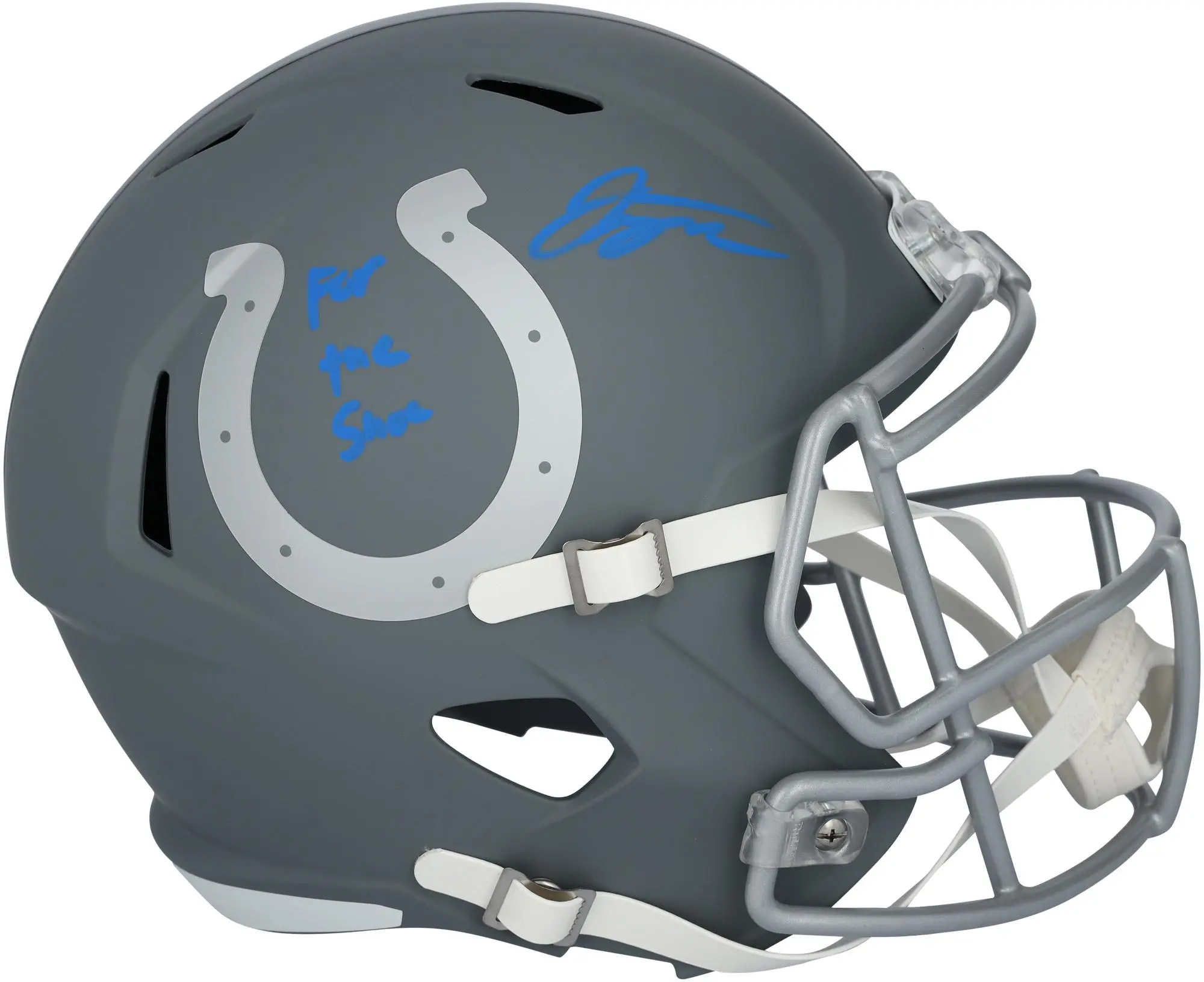 Jonathan Taylor Indianapolis Colts Autographed Riddell 2024 Slate Speed Replica Helmet with "For The Shoe" Inscription - Fanatics Authentic Certified
