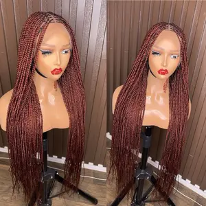 Color 350 Knotless Braided Wig Luxury Lace - Stylish Hair Accessory for Versatile Looks