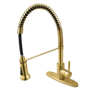 Kingston Brass GSY8887DL Gourmetier Concord Single-Handle Deck-Mount Pre-Rinse Kitchen Faucet - Brushed Brass