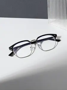 Men's Semi-rimless Fashion Eyeglasses, Casual Trendy Square Frame Eyeglasses for Everyday Use, Fashion Accessories for Outdoor Activities, Square Frame Eyewear, Stylish Glasses